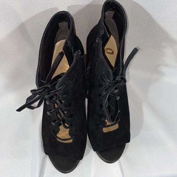 SAM EDLEMAN YVIE BOOTY SUEDE FRONT LACED BLACK - Picture 8 of 9